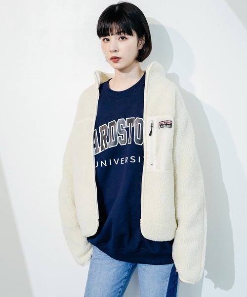 KANGOL(カンゴール)の「KANGOL 別注 オーバーサイズ ボアジャケット(ブルゾン・メンズ・ブラック/ベージュ/ブラウン/オフホワイト/グレー・S/M/L/XL)」の15枚目の写真