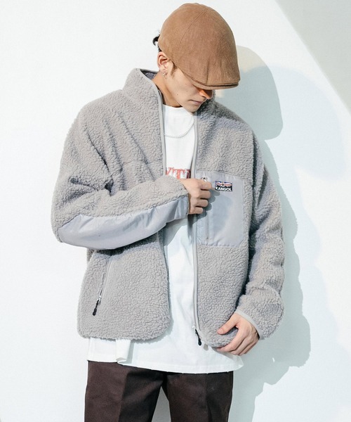 KANGOL(カンゴール)の「KANGOL 別注 オーバーサイズ ボアジャケット(ブルゾン・メンズ・ブラック/ベージュ/ブラウン/オフホワイト/グレー・S/M/L/XL)」の20枚目の写真