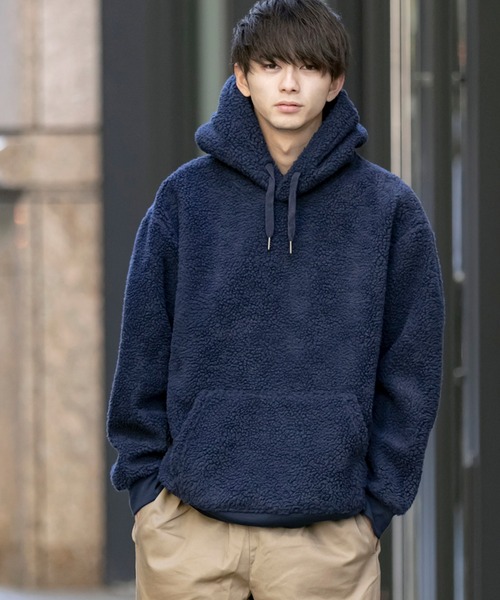 ADMIX/ATELIER SAB MEN（アドミックスアトリエサブメン）の「【no sweat.×ADMIX/ATELIER SAB MEN】コラボ ユニセックス もこもこ ボアフリース ルーズサイズ プル パーカー（パーカー・メンズ・オリーブ/グレー/ベージュ/ブラック/ネイビー/ホワイト・48/50/52）」の6枚目の写真