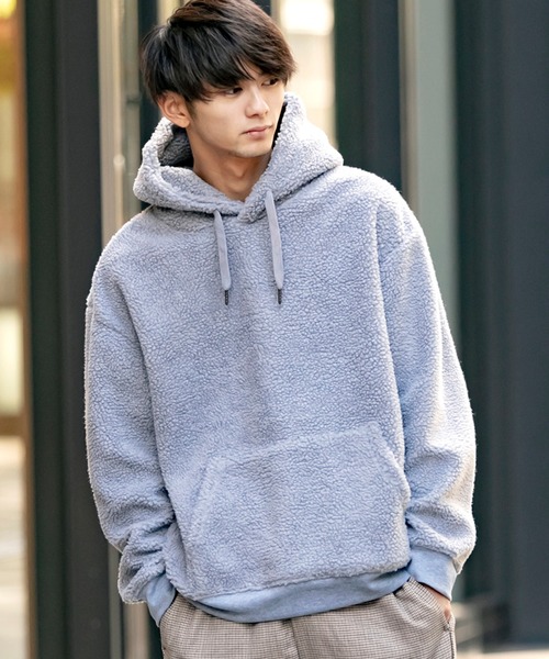 ADMIX/ATELIER SAB MEN（アドミックスアトリエサブメン）の「【no sweat.×ADMIX/ATELIER SAB MEN】コラボ ユニセックス もこもこ ボアフリース ルーズサイズ プル パーカー（パーカー・メンズ・オリーブ/グレー/ベージュ/ブラック/ネイビー/ホワイト・48/50/52）」の2枚目の写真