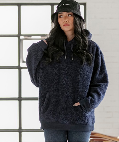 ADMIX/ATELIER SAB MEN（アドミックスアトリエサブメン）の「【no sweat.×ADMIX/ATELIER SAB MEN】コラボ ユニセックス もこもこ ボアフリース ルーズサイズ プル パーカー（パーカー・メンズ・オリーブ/グレー/ベージュ/ブラック/ネイビー/ホワイト・48/50/52）」の22枚目の写真