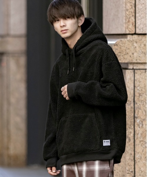 ADMIX/ATELIER SAB MEN（アドミックスアトリエサブメン）の「【no sweat.×ADMIX/ATELIER SAB MEN】コラボ ユニセックス もこもこ ボアフリース ルーズサイズ プル パーカー（パーカー・メンズ・オリーブ/グレー/ベージュ/ブラック/ネイビー/ホワイト・48/50/52）」の17枚目の写真