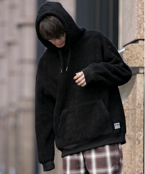 ADMIX/ATELIER SAB MEN（アドミックスアトリエサブメン）の「【no sweat.×ADMIX/ATELIER SAB MEN】コラボ ユニセックス もこもこ ボアフリース ルーズサイズ プル パーカー（パーカー・メンズ・オリーブ/グレー/ベージュ/ブラック/ネイビー/ホワイト・48/50/52）」の7枚目の写真