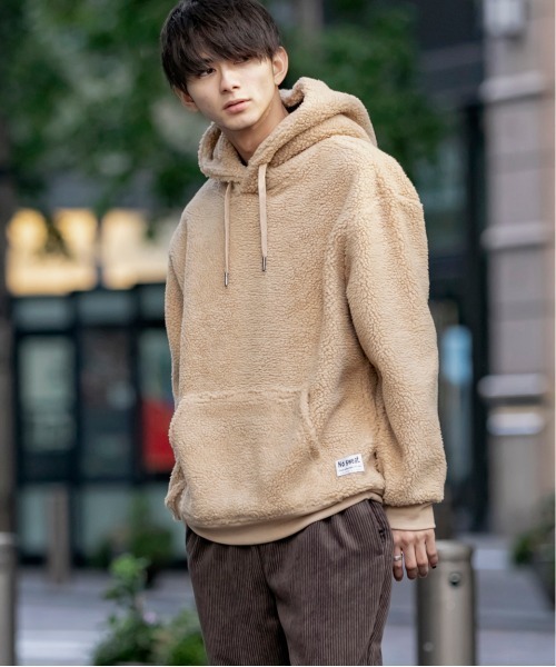 ADMIX/ATELIER SAB MEN（アドミックスアトリエサブメン）の「【no sweat.×ADMIX/ATELIER SAB MEN】コラボ ユニセックス もこもこ ボアフリース ルーズサイズ プル パーカー（パーカー・メンズ・オリーブ/グレー/ベージュ/ブラック/ネイビー/ホワイト・48/50/52）」の18枚目の写真