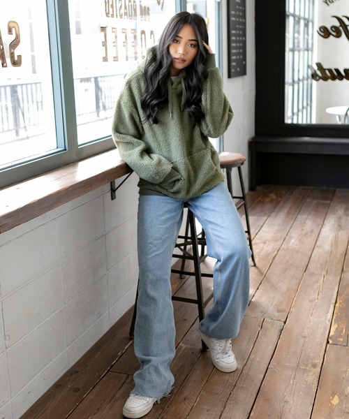 ADMIX/ATELIER SAB MEN（アドミックスアトリエサブメン）の「【no sweat.×ADMIX/ATELIER SAB MEN】コラボ ユニセックス もこもこ ボアフリース ルーズサイズ プル パーカー（パーカー・メンズ・オリーブ/グレー/ベージュ/ブラック/ネイビー/ホワイト・48/50/52）」の19枚目の写真