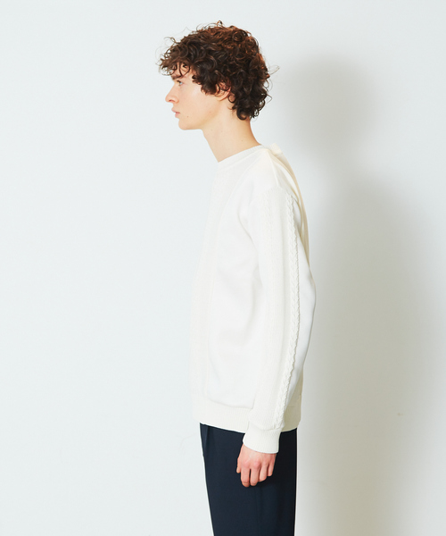 ABAHOUSE（アバハウス）の「カードボード ジャージコンビ プルオーバーニット（ニット/セーター・メンズ・ネイビー/ベージュ・44/46/48）」の4枚目の写真