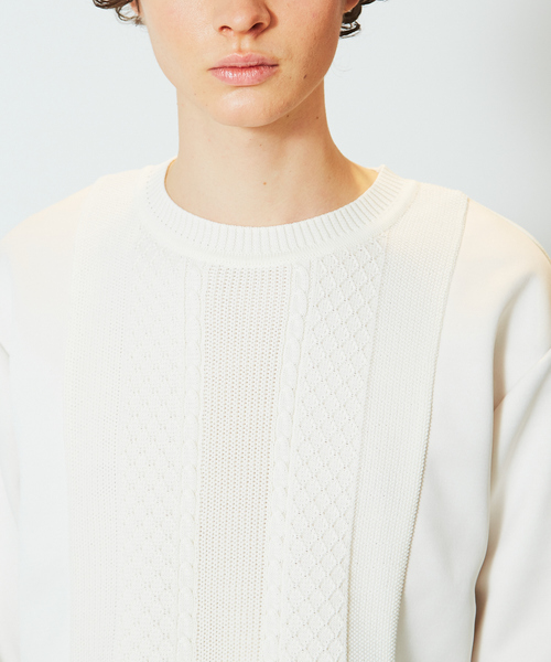 ABAHOUSE（アバハウス）の「カードボード ジャージコンビ プルオーバーニット（ニット/セーター・メンズ・ネイビー/ベージュ・44/46/48）」の6枚目の写真