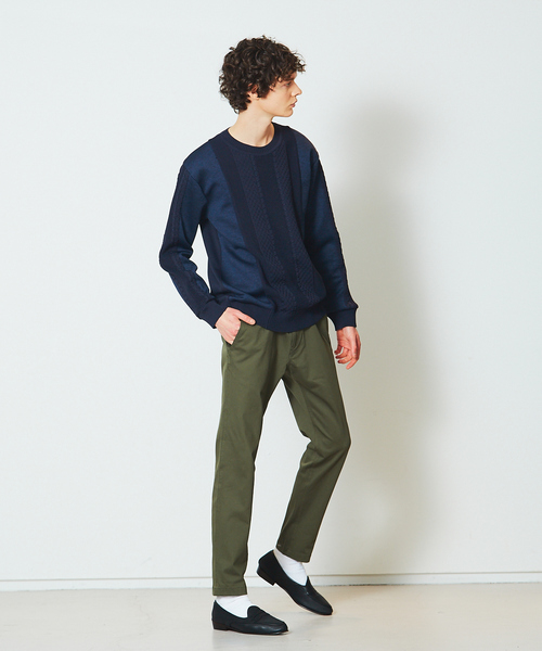 ABAHOUSE（アバハウス）の「カードボード ジャージコンビ プルオーバーニット（ニット/セーター・メンズ・ネイビー/ベージュ・44/46/48）」の13枚目の写真