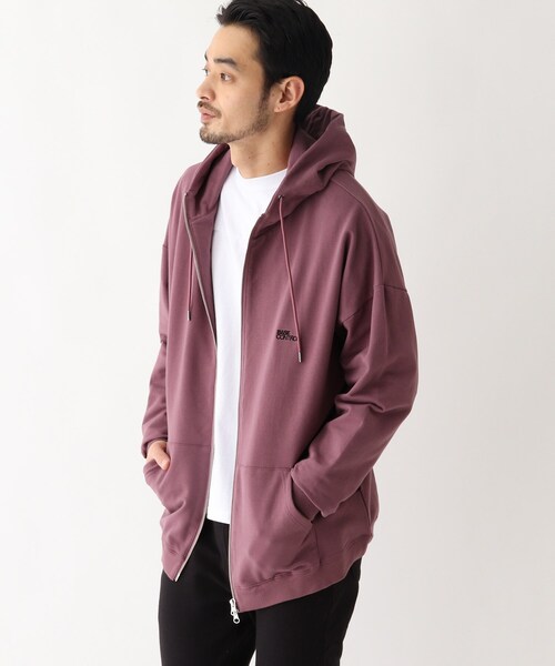 BASECONTROL（ベースコントロール）の「◆使える抗菌防臭ストレッチ裏毛 2段ロゴロング丈ビッグジップパーカー（パーカー・メンズ・グレー/ブラック/パープル系4・04/03/02）」の3枚目の写真