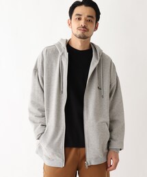 BASECONTROL | ◆使える抗菌防臭ストレッチ裏毛 2段ロゴロング丈ビッグジップパーカー(パーカー)