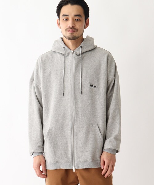 BASECONTROL（ベースコントロール）の「◆使える抗菌防臭ストレッチ裏毛 2段ロゴロング丈ビッグジップパーカー（パーカー・メンズ・グレー/ブラック/パープル系4・04/03/02）」の4枚目の写真