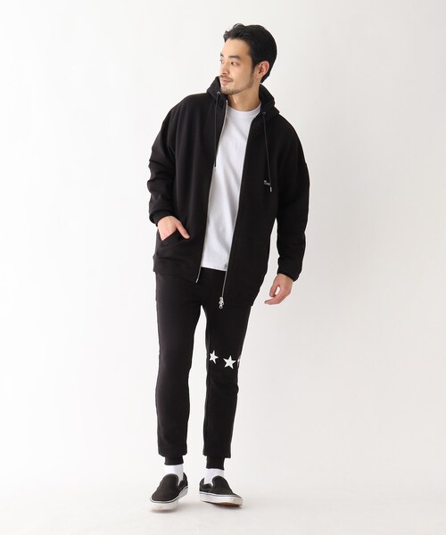 BASECONTROL（ベースコントロール）の「◆使える抗菌防臭ストレッチ裏毛 2段ロゴロング丈ビッグジップパーカー（パーカー・メンズ・グレー/ブラック/パープル系4・04/03/02）」の5枚目の写真