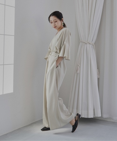 Happy John（ハッピージョン）の「フレアシルエットジャンプスーツ（つなぎ/オールインワン・レディース・ブラック/ベージュ・FREE）」の10枚目の写真