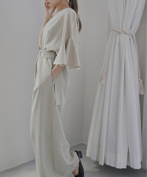 Happy John（ハッピージョン）の「フレアシルエットジャンプスーツ（つなぎ/オールインワン・レディース・ブラック/ベージュ・FREE）」の14枚目の写真