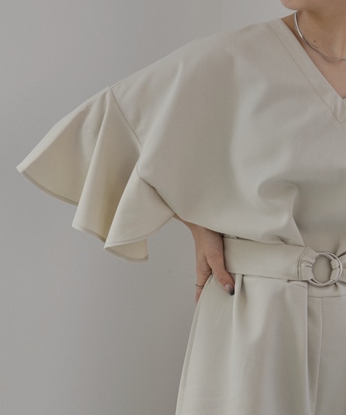 Happy John（ハッピージョン）の「フレアシルエットジャンプスーツ（つなぎ/オールインワン・レディース・ブラック/ベージュ・FREE）」の7枚目の写真