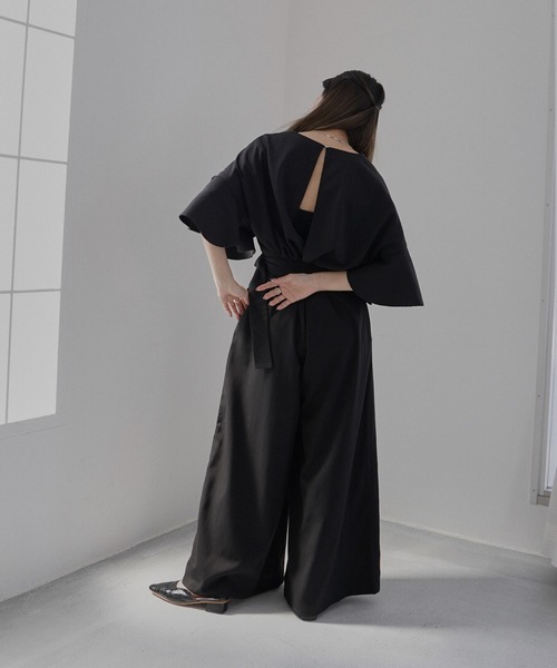 Happy John（ハッピージョン）の「フレアシルエットジャンプスーツ（つなぎ/オールインワン・レディース・ブラック/ベージュ・FREE）」の21枚目の写真