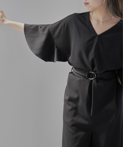 Happy John（ハッピージョン）の「フレアシルエットジャンプスーツ（つなぎ/オールインワン・レディース・ブラック/ベージュ・FREE）」の22枚目の写真