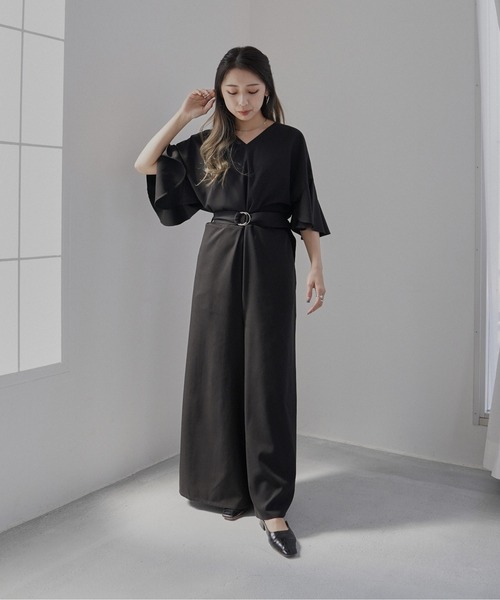 Happy John（ハッピージョン）の「フレアシルエットジャンプスーツ（つなぎ/オールインワン・レディース・ブラック/ベージュ・FREE）」の11枚目の写真