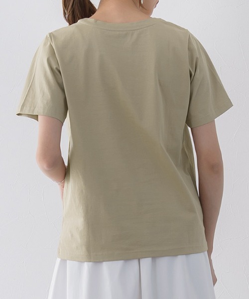 Pierrot(ピエロ)の「LUMINOUSシルケットロゴTシャツ(Tシャツ/カットソー・レディース・ホワイト×ブラック/グレー×ホワイト/ベージュ系その他・M/L)」の12枚目の写真