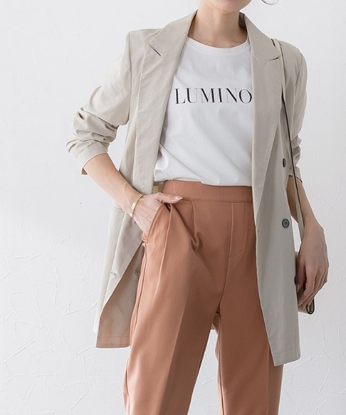 Pierrot(ピエロ)の「LUMINOUSシルケットロゴTシャツ(Tシャツ/カットソー・レディース・ホワイト×ブラック/グレー×ホワイト/ベージュ系その他・M/L)」の19枚目の写真