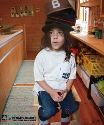 DENIM DUNGAREE | REBIRTH PROJECT/DENIM DUNGAREE/リバースプロジェクト/デニムダンガリー 【AIRBACK/エアバック】ヴィンテージオーガニックコットントンプキン天竺Tシャツ kids（100、110、120サイズ）(Tシャツ/カットソー)