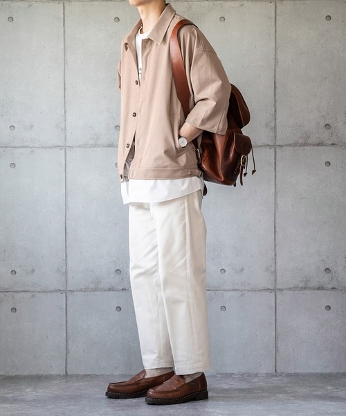 anown（アノン）の「オーバーサイズ 裾レイヤードサイドポケット 半袖シャツブルゾン【ファッションインフルエンサー しゅんたろー×anown 限定コラボ】（ブルゾン・メンズ・ライトブルー/ベージュ/グレイッシュベージュ・M/L）」の10枚目の写真