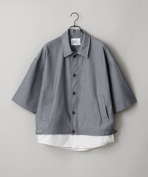 anown（アノン）の「オーバーサイズ 裾レイヤードサイドポケット 半袖シャツブルゾン【ファッションインフルエンサー しゅんたろー×anown 限定コラボ】（ブルゾン・メンズ・ライトブルー/ベージュ/グレイッシュベージュ・M/L）」の22枚目の写真