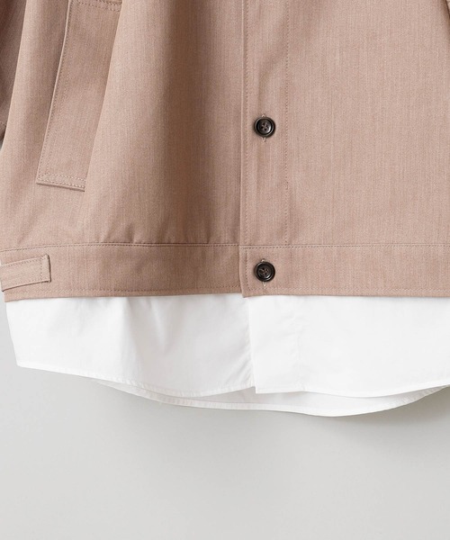 anown（アノン）の「オーバーサイズ 裾レイヤードサイドポケット 半袖シャツブルゾン【ファッションインフルエンサー しゅんたろー×anown 限定コラボ】（ブルゾン・メンズ・ライトブルー/ベージュ/グレイッシュベージュ・M/L）」の6枚目の写真