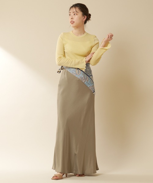 SHENERY(シーナリー)の「フィブリルツイルマーメイドマキシスカート(スカート・レディース・グレイッシュベージュ/ライトグレー/イエロー・38/36)」の8枚目の写真