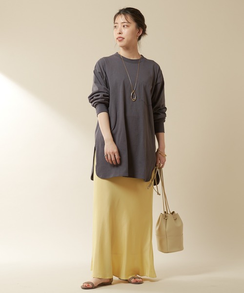 SHENERY(シーナリー)の「フィブリルツイルマーメイドマキシスカート(スカート・レディース・グレイッシュベージュ/ライトグレー/イエロー・38/36)」の4枚目の写真