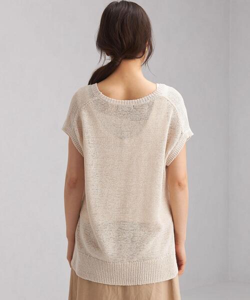 green label relaxing（グリーンレーベルリラクシング）の「FFC L/C /NY テープヤーン ベスト（ニット/セーター・レディース・オフホワイト/ターコイズブルー/ダークグレー・FREE）」の7枚目の写真