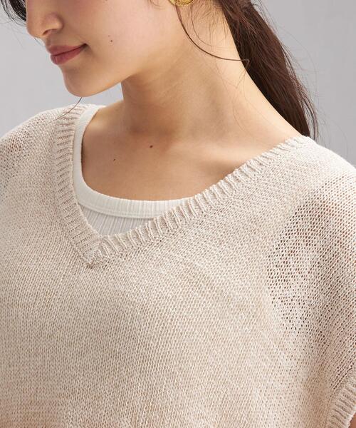 green label relaxing（グリーンレーベルリラクシング）の「FFC L/C /NY テープヤーン ベスト（ニット/セーター・レディース・オフホワイト/ターコイズブルー/ダークグレー・FREE）」の6枚目の写真