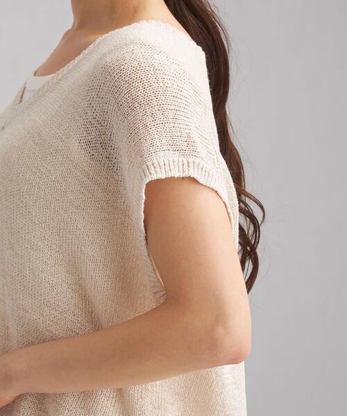 green label relaxing（グリーンレーベルリラクシング）の「FFC L/C /NY テープヤーン ベスト（ニット/セーター・レディース・オフホワイト/ターコイズブルー/ダークグレー・FREE）」の5枚目の写真