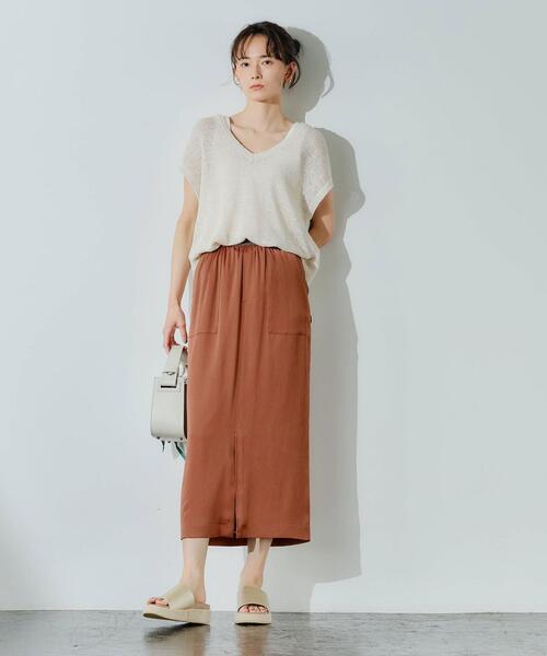 green label relaxing（グリーンレーベルリラクシング）の「FFC L/C /NY テープヤーン ベスト（ニット/セーター・レディース・オフホワイト/ターコイズブルー/ダークグレー・FREE）」の19枚目の写真