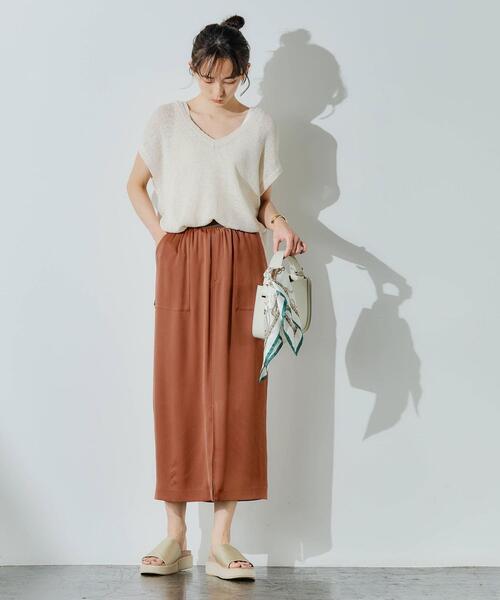 green label relaxing（グリーンレーベルリラクシング）の「FFC L/C /NY テープヤーン ベスト（ニット/セーター・レディース・オフホワイト/ターコイズブルー/ダークグレー・FREE）」の18枚目の写真