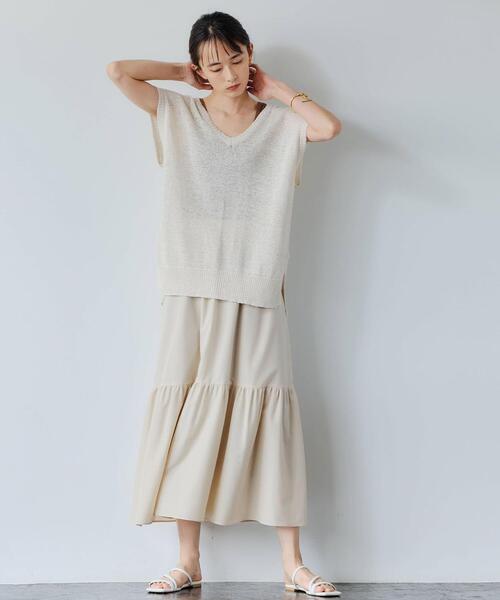 green label relaxing（グリーンレーベルリラクシング）の「FFC L/C /NY テープヤーン ベスト（ニット/セーター・レディース・オフホワイト/ターコイズブルー/ダークグレー・FREE）」の17枚目の写真