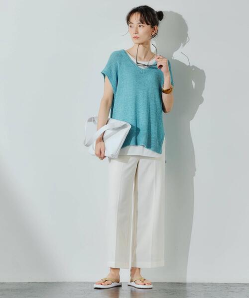 green label relaxing（グリーンレーベルリラクシング）の「FFC L/C /NY テープヤーン ベスト（ニット/セーター・レディース・オフホワイト/ターコイズブルー/ダークグレー・FREE）」の15枚目の写真