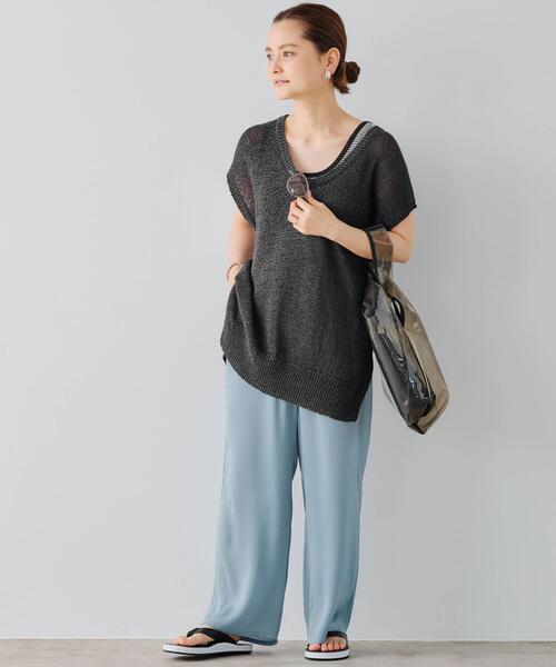 green label relaxing（グリーンレーベルリラクシング）の「FFC L/C /NY テープヤーン ベスト（ニット/セーター・レディース・オフホワイト/ターコイズブルー/ダークグレー・FREE）」の14枚目の写真