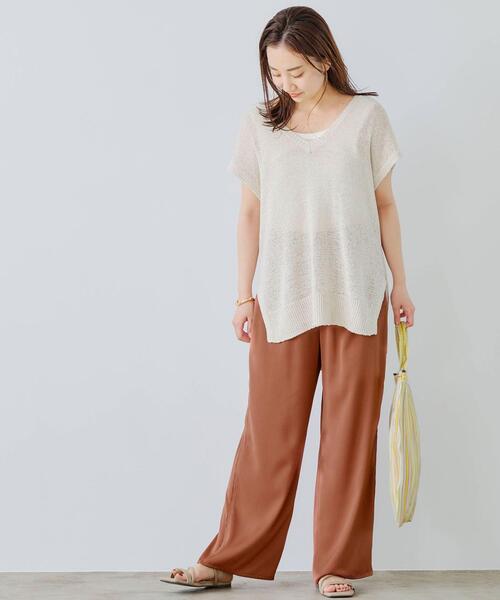 green label relaxing（グリーンレーベルリラクシング）の「FFC L/C /NY テープヤーン ベスト（ニット/セーター・レディース・オフホワイト/ターコイズブルー/ダークグレー・FREE）」の11枚目の写真