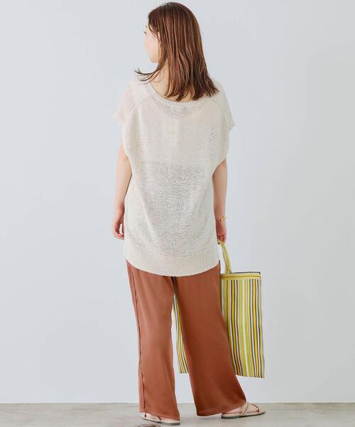 green label relaxing（グリーンレーベルリラクシング）の「FFC L/C /NY テープヤーン ベスト（ニット/セーター・レディース・オフホワイト/ターコイズブルー/ダークグレー・FREE）」の9枚目の写真