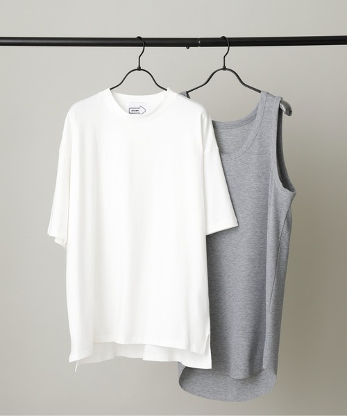 anown（アノン）の「【-anown original-】アンサンブル2点セット オーバーサイズ Tシャツ＆タンクトップ（Tシャツ/カットソー・メンズ・ホワイト/ブラック/アッシュブラウン/ブルー系その他/グレイッシュベージュ・S/M/L/XL）」の12枚目の写真