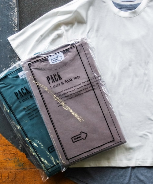 anown（アノン）の「【-anown original-】アンサンブル2点セット オーバーサイズ Tシャツ＆タンクトップ（Tシャツ/カットソー・メンズ・ホワイト/ブラック/アッシュブラウン/ブルー系その他/グレイッシュベージュ・S/M/L/XL）」の7枚目の写真