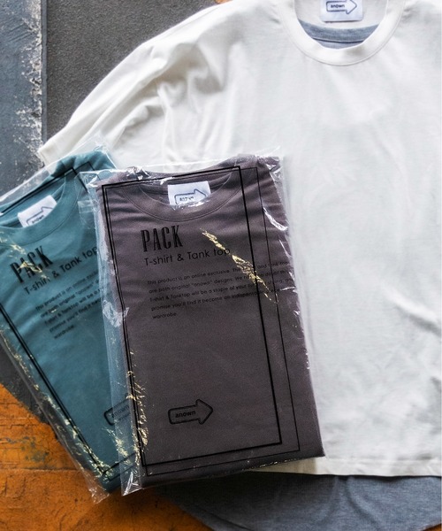 anown（アノン）の「【-anown original-】アンサンブル2点セット オーバーサイズ Tシャツ＆タンクトップ（Tシャツ/カットソー・メンズ・ホワイト/ブラック/アッシュブラウン/ブルー系その他/グレイッシュベージュ・S/M/L/XL）」の15枚目の写真