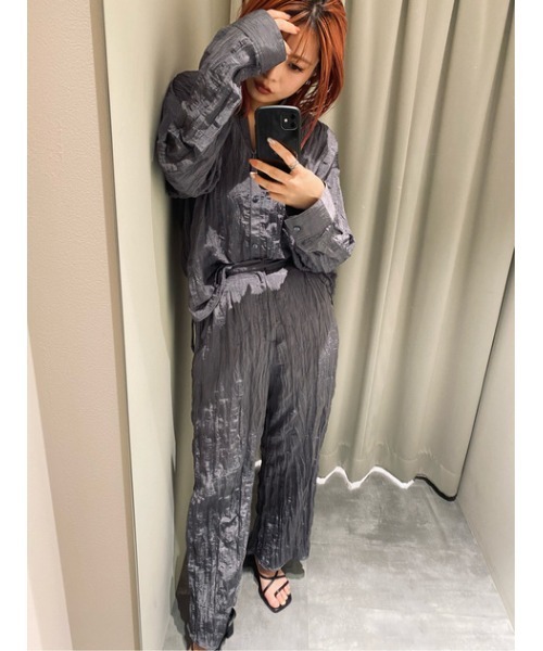 THROW by SLY(スローバイスライ)の「THROW WRINKLE RELAX PT リラックス パンツ(スラックス・レディース・ベージュ/ピンク/グレー・1/2)」の10枚目の写真