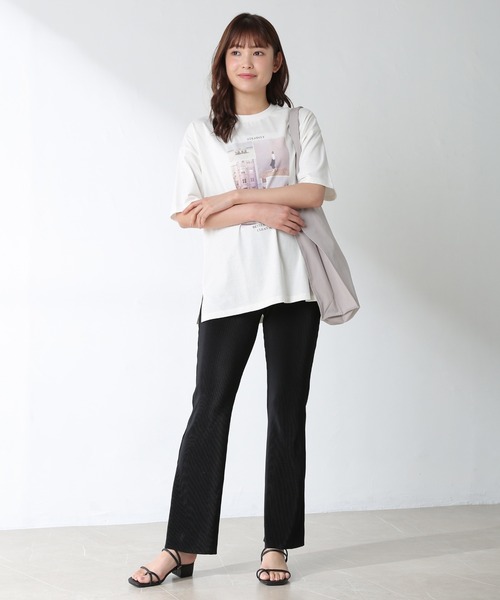 Honeys（ハニーズ）の「フォトプリントＴシャツ（Tシャツ/カットソー・レディース・ホワイト/ラベンダー/ホワイト×ブラック/グリーン系その他/スミクロ・LL/M/L）」の16枚目の写真