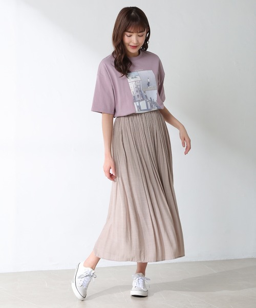 Honeys（ハニーズ）の「フォトプリントＴシャツ（Tシャツ/カットソー・レディース・ホワイト/ラベンダー/ホワイト×ブラック/グリーン系その他/スミクロ・LL/M/L）」の6枚目の写真