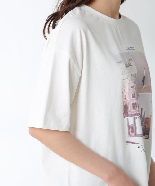 Honeys（ハニーズ）の「フォトプリントＴシャツ（Tシャツ/カットソー・レディース・ホワイト/ラベンダー/ホワイト×ブラック/グリーン系その他/スミクロ・LL/M/L）」の7枚目の写真