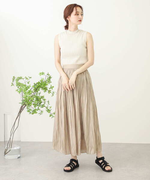 SENSE OF PLACE by URBAN RESEARCH（センスオブプレイスバイアーバンリサーチ）の「デザインリブノースリーブニットトップ（ニット/セーター・レディース・アイボリー/ブラック/ベージュ/グリーン・ONE）」の9枚目の写真