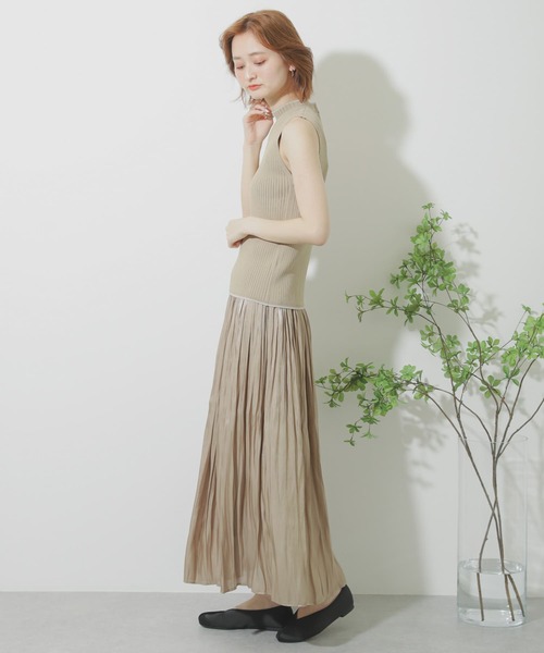 SENSE OF PLACE by URBAN RESEARCH（センスオブプレイスバイアーバンリサーチ）の「デザインリブノースリーブニットトップ（ニット/セーター・レディース・アイボリー/ブラック/ベージュ/グリーン・ONE）」の5枚目の写真