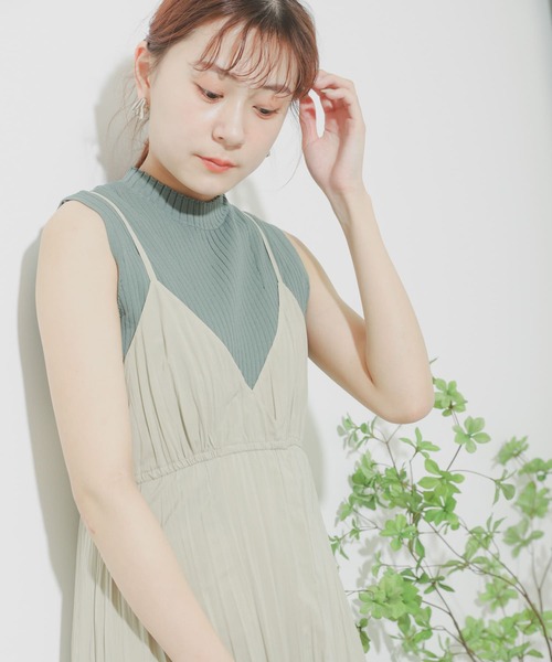 SENSE OF PLACE by URBAN RESEARCH（センスオブプレイスバイアーバンリサーチ）の「デザインリブノースリーブニットトップ（ニット/セーター・レディース・アイボリー/ブラック/ベージュ/グリーン・ONE）」の6枚目の写真